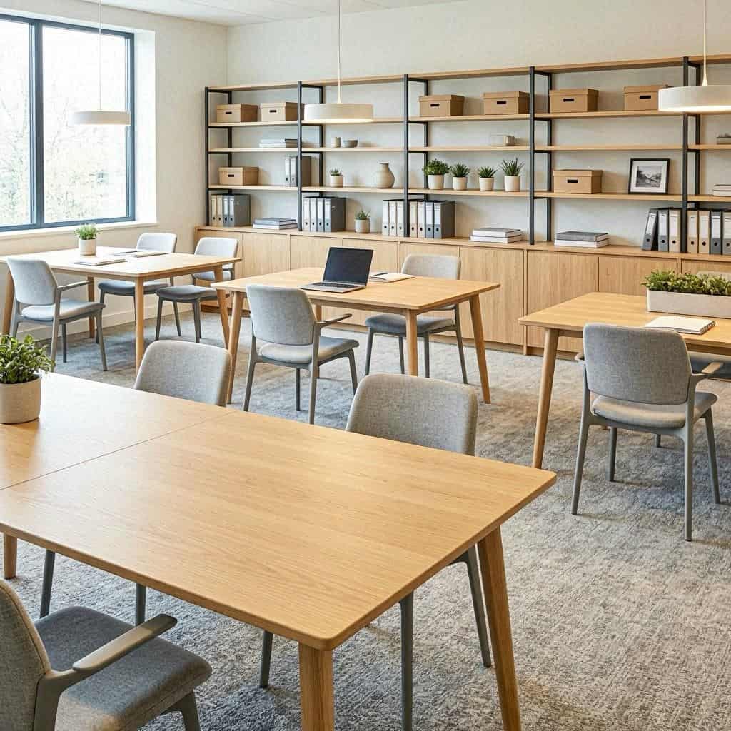 写字楼办公茶水间紧邻开放办公区时，如何借助软隔断减少交流噪声干扰